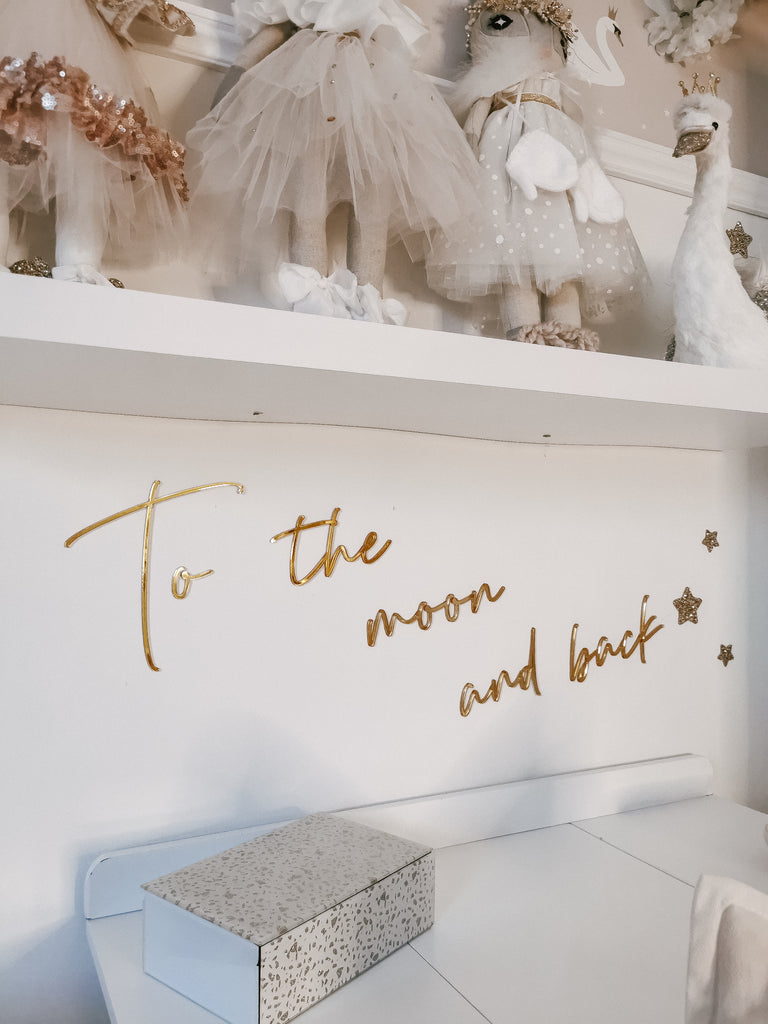 "To the moon and back" Mirrored Wall Quote