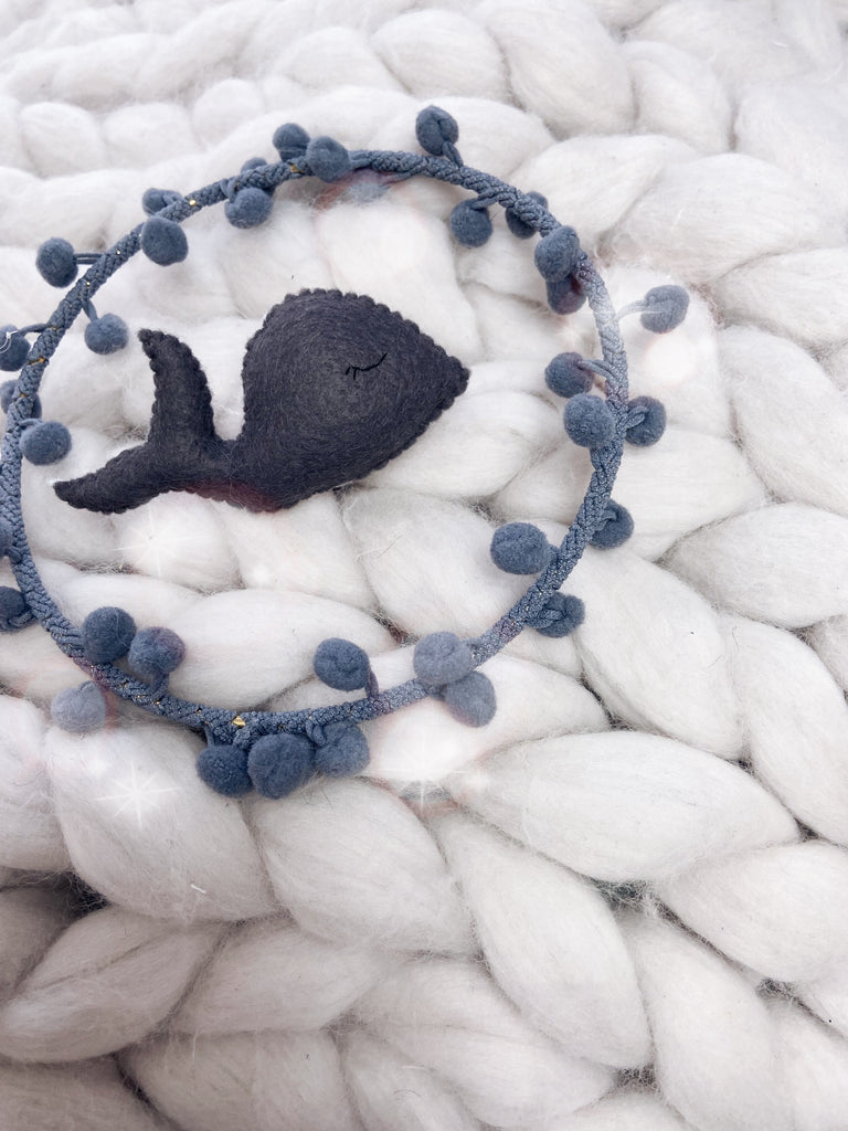 whale mobile, handmade nursery decor, baby girl gift, whale hoop hanging, ocean baby decor, unique nursery accessories, nursery whale wall hanging